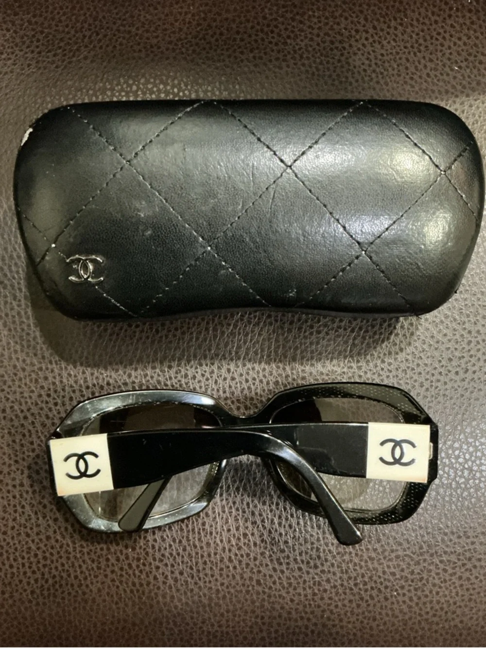CHANEL Black/White Crystal Square Eyeglasses Frames 5146